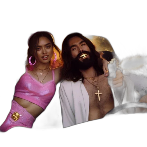 jewelry, vaporwave, concept art, two transparent PNG cut-out