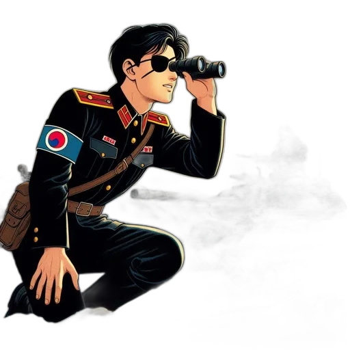 jacket, weapon, staff, comic book art transparent PNG cut-out