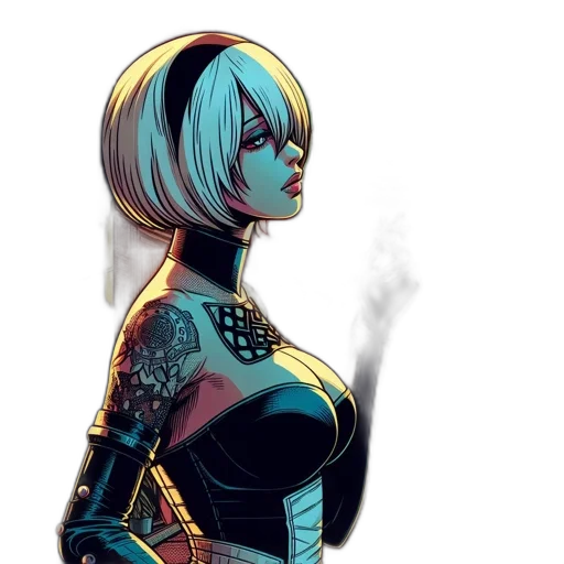 robot, dress, comic book art, concept art transparent PNG cut-out