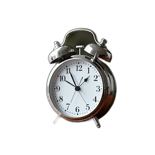3d render, photorealistic, silver, clock transparent PNG cut-out
