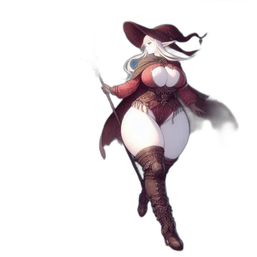 staff, hat, dress, weapon transparent PNG cut-out