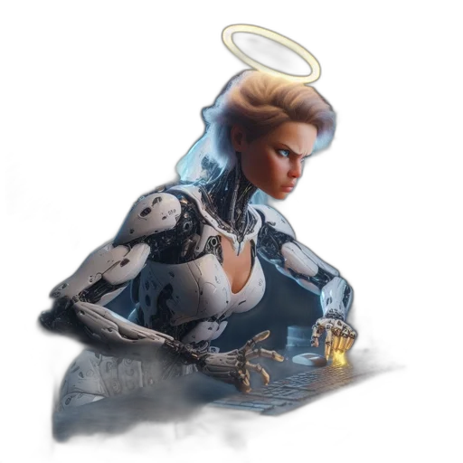 robot, weapon, crown, concept art transparent PNG cut-out