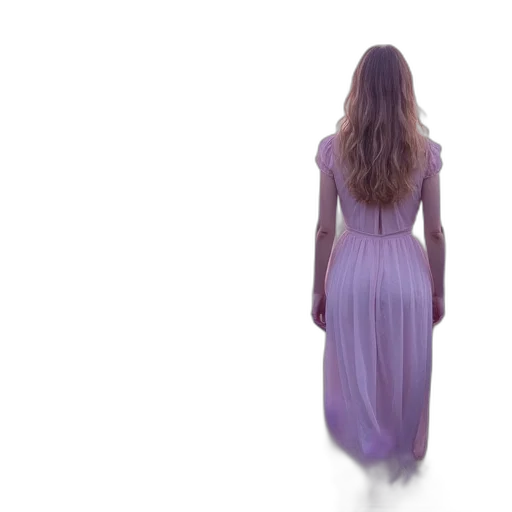 dress, hair, staff, creature transparent PNG cut-out