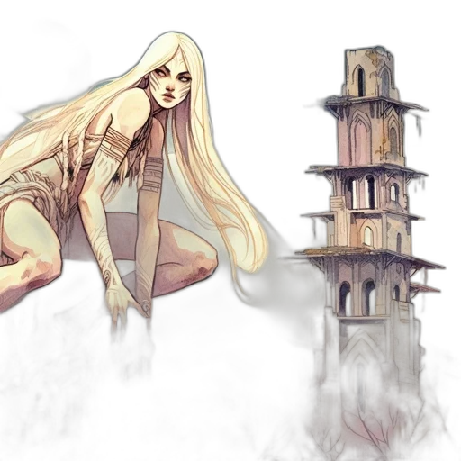 fantasy art, concept art, comic book art, watercolor transparent PNG cut-out
