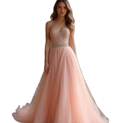 dress, pastel, blush, prom transparent PNG cut-out