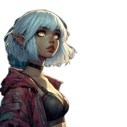 face, concept art, fantasy art, cyberpunk transparent PNG cut-out