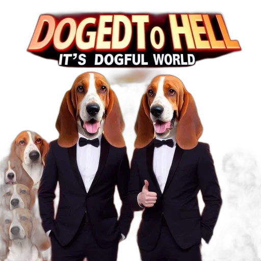 concept art, two, anthropomorphic, dogs transparent PNG cut-out