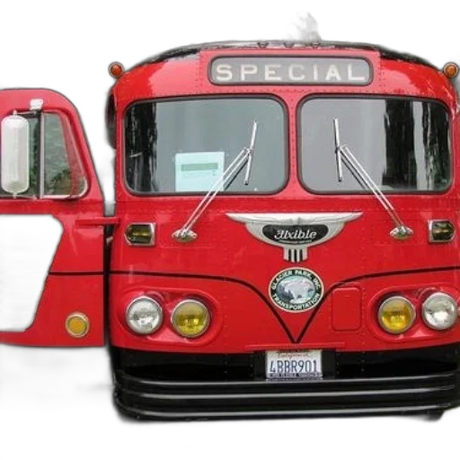 car, vintage, red, bus transparent PNG cut-out