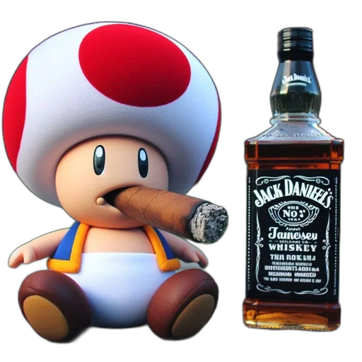 bottle, hat, weapon, 3d render transparent PNG cut-out