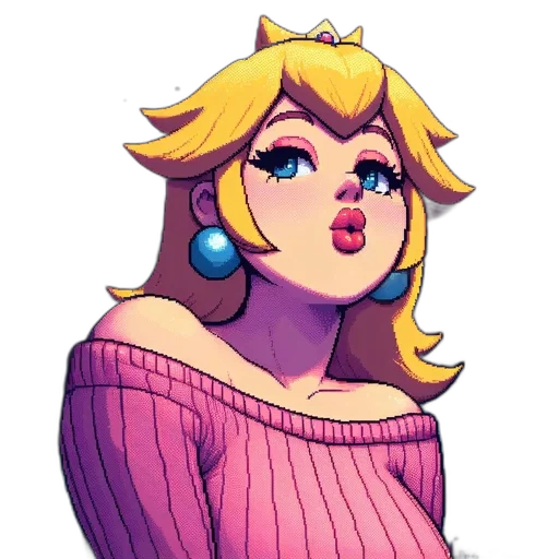 dress, face, crown, pixel art transparent PNG cut-out