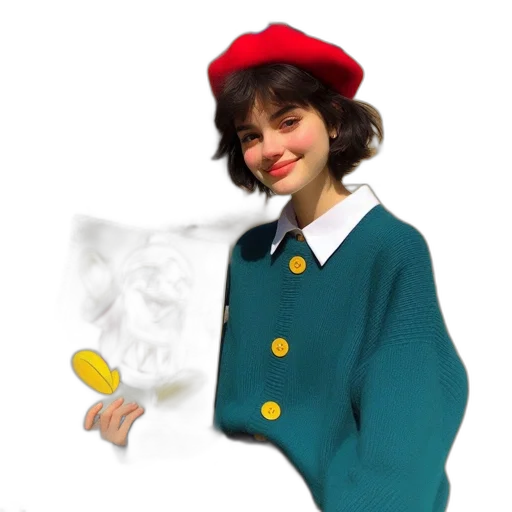 jacket, hat, staff, face transparent PNG cut-out