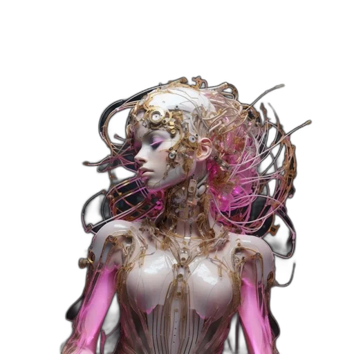 creature, dress, hair, robot transparent PNG cut-out