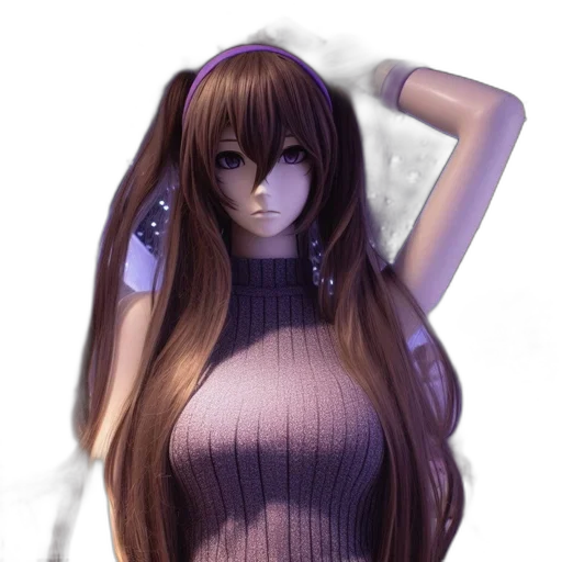dress, hair, robot, staff transparent PNG cut-out