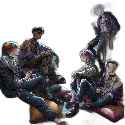 jacket, concept art, cyberpunk, watercolor transparent PNG cut-out