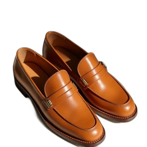 shoes, tan, slip transparent PNG cut-out