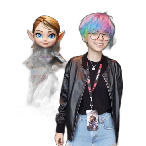 jacket, robot, staff, creature transparent PNG cut-out