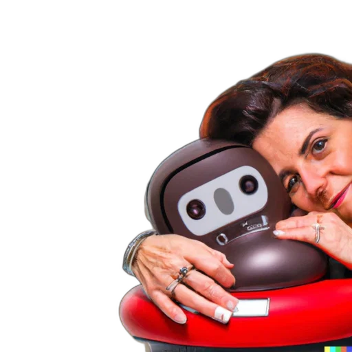 robot, woman, embraces, screen transparent PNG cut-out