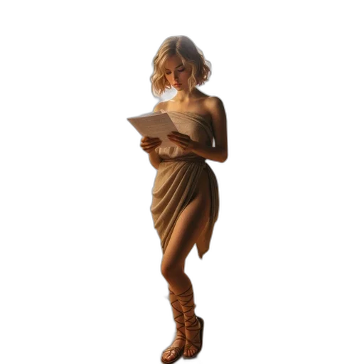 dress, staff, jewelry, 3d render transparent PNG cut-out
