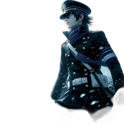 jacket, hat, staff, weapon transparent PNG cut-out