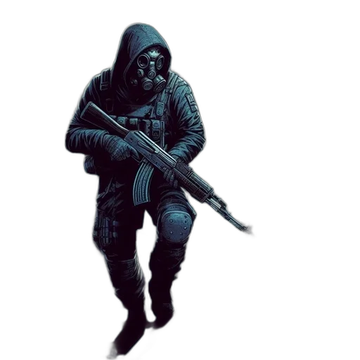 jacket, weapon, mask, staff transparent PNG cut-out