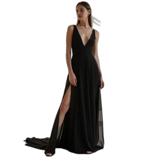 dress, dark, model, wearing transparent PNG cut-out