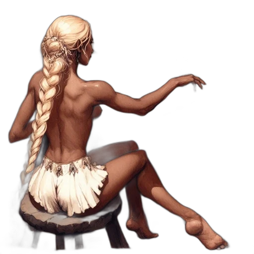 hair, dress, staff, concept art transparent PNG cut-out