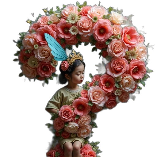 crown, flower, oil painting, photorealistic transparent PNG cut-out