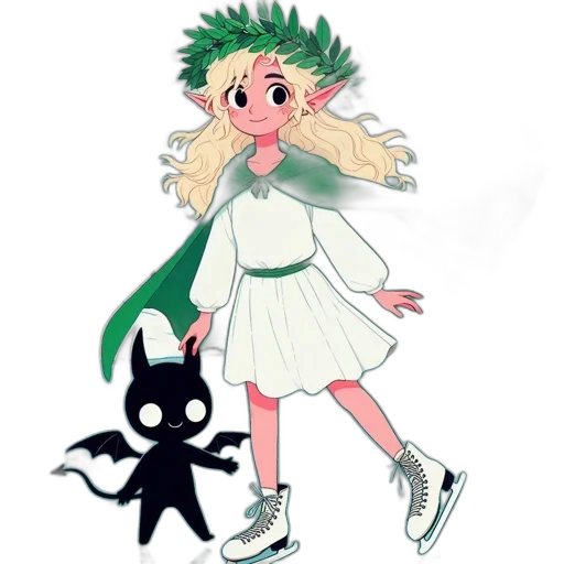 creature, dress, staff, crown transparent PNG cut-out