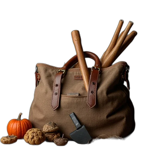 3d render, earth tones, tool, bag transparent PNG cut-out
