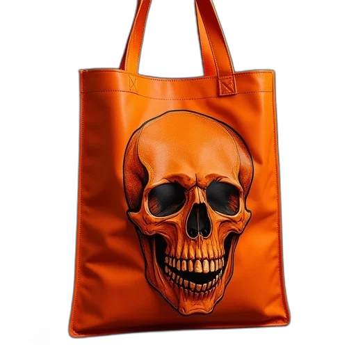 photorealistic, 3d render, orange, skull transparent PNG cut-out