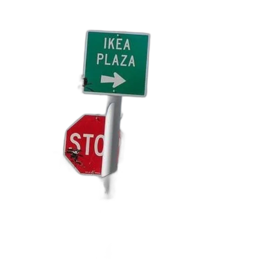 3d render, city street, green, sign transparent PNG cut-out