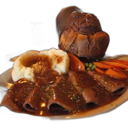 food, photorealistic, plate, gravy transparent PNG cut-out