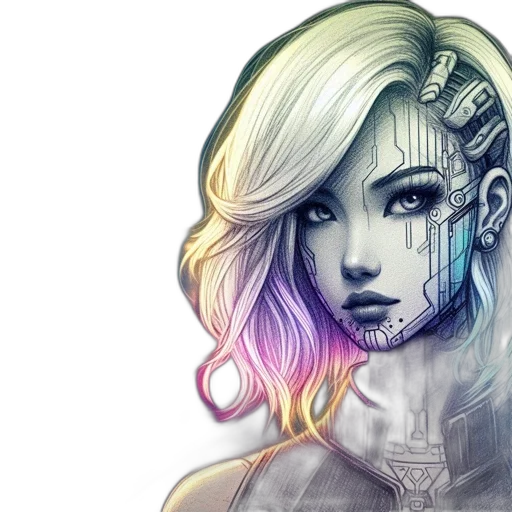 face, fantasy art, cyberpunk, concept art transparent PNG cut-out