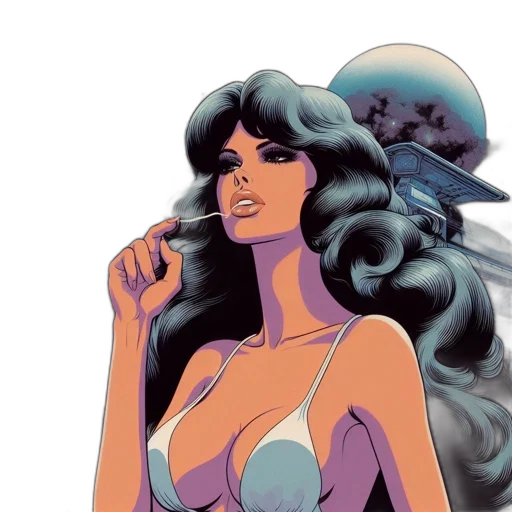 comic book art, concept art, fantasy art, vaporwave transparent PNG cut-out