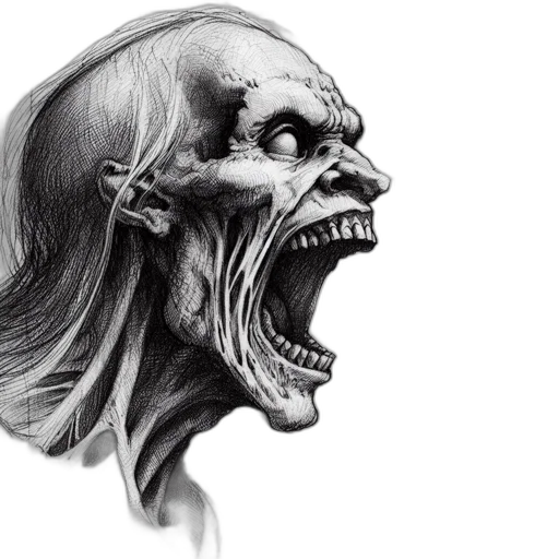 face, mask, creature, pencil sketch transparent PNG cut-out