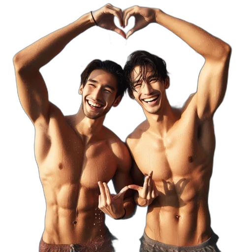 photorealistic, two, men, form transparent PNG cut-out
