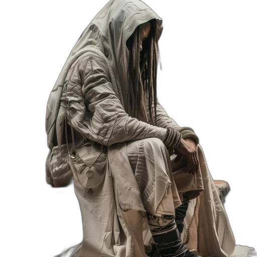 jacket, mask, staff, weapon transparent PNG cut-out
