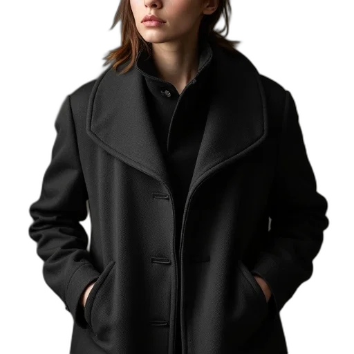 jacket, photorealistic, dark, monochrome transparent PNG cut-out