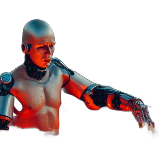 robot, 3d render, concept art, cyberpunk transparent PNG cut-out