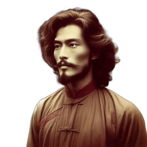 face, staff, hair, sword transparent PNG cut-out