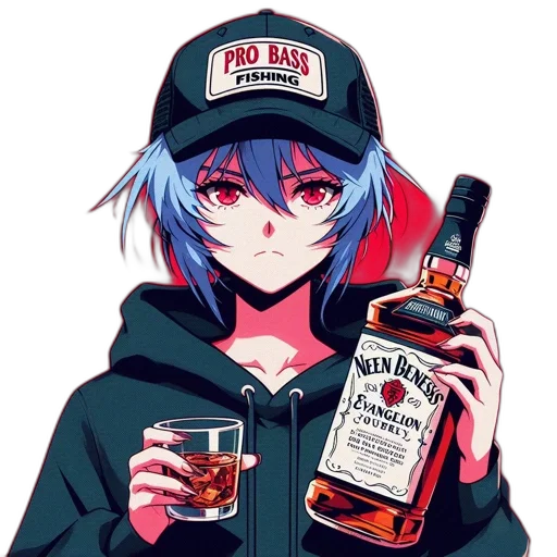 hat, jacket, bottle, face transparent PNG cut-out