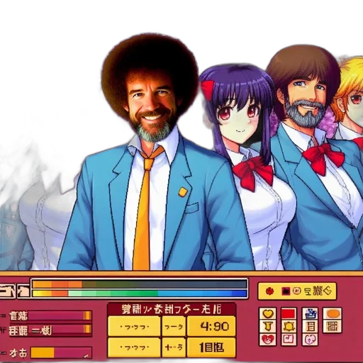 staff, anime, vaporwave, pixel art transparent PNG cut-out