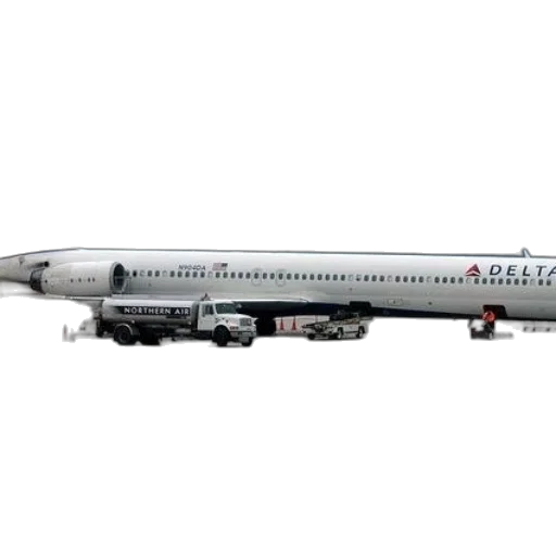 delta, airplane, parked, tarmac transparent PNG cut-out