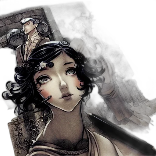 comic book art, concept art, fantasy art, watercolor transparent PNG cut-out