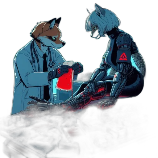 jacket, robot, mask, concept art transparent PNG cut-out