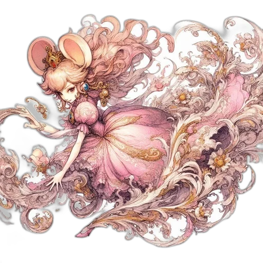 dress, staff, crown, concept art transparent PNG cut-out