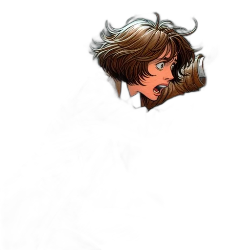 hair, face, creature, staff transparent PNG cut-out