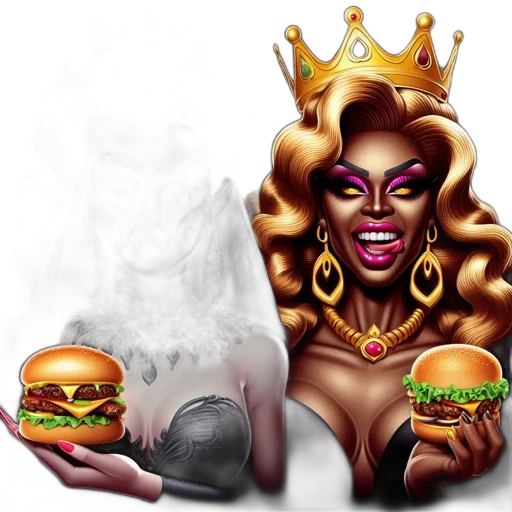 food, crown, concept art, photorealistic transparent PNG cut-out