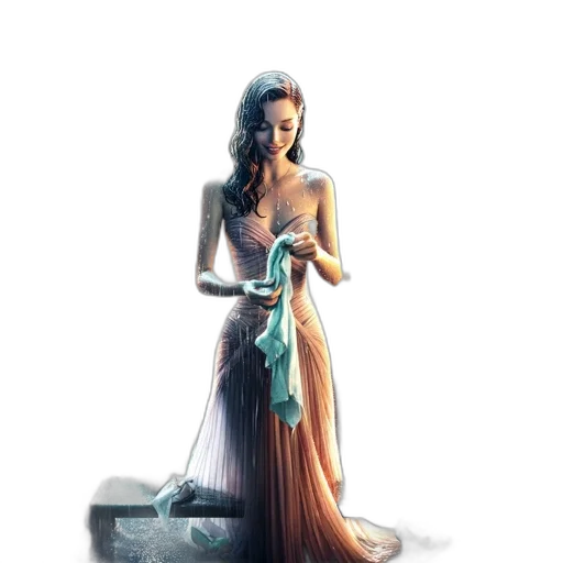 dress, jewelry, sword, fantasy art transparent PNG cut-out