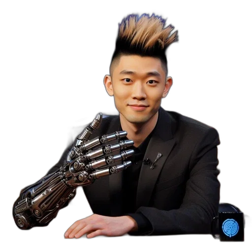 robot, hair, weapon, staff transparent PNG cut-out